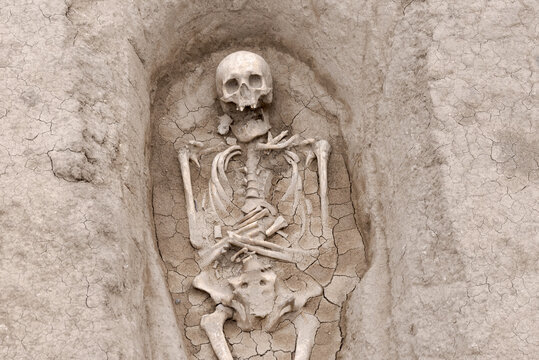 Visigothic necropolis in Gra&ntilde;on with 90 tombs discovered during the works of a highway in La Rioja on July 2020, Spain