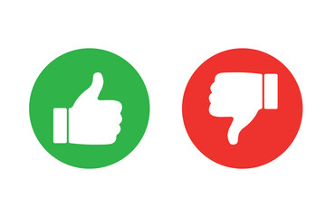 Thumbs up and thumb down icon set. Thumb up and thumb down line icons. Flat style - stock vector.