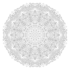 Mandala à 12 pétales à colorier, mandalart ligne contour 