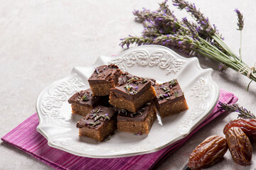 chocolate with dares and lavender flower