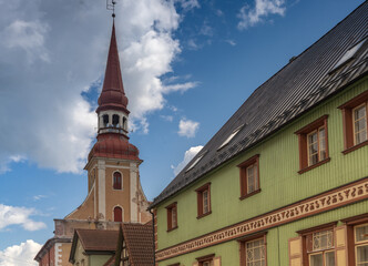 Obraz premium Old town of Parnu, the fourth largest city in Estonia and a popular holiday resort with a charming old town and large beaches on the Baltic Sea.