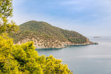 Turquoise Coast with pine trees and Mediterranean Sea