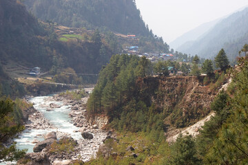 Dudh Kosi river, Everest trek, Himalayas, Nepal - obrazy, fototapety, plakaty