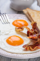 Fried eggs and bacon