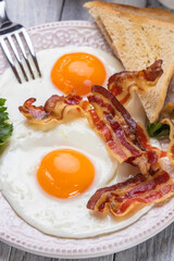 Fried eggs and bacon