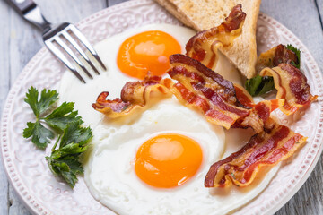 Fried eggs and bacon