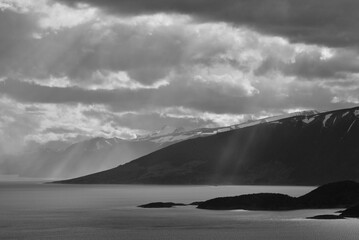 sunbeams passing through over the mountains
