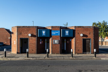 The front of public toilets on a British street