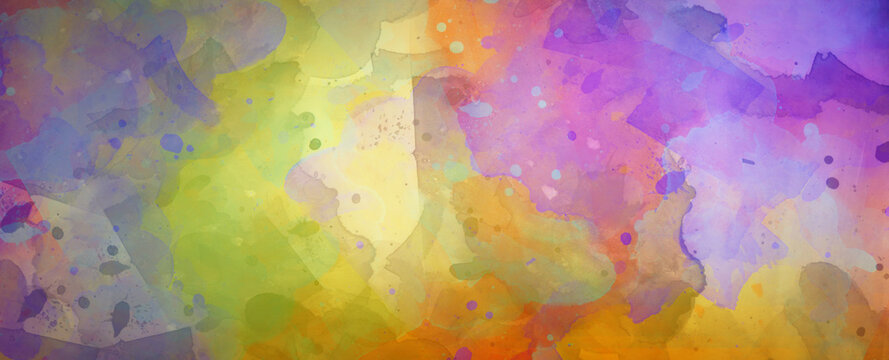 colorful background texture with watercolor blotches and paint drips drops and spatter design, fun abstract background