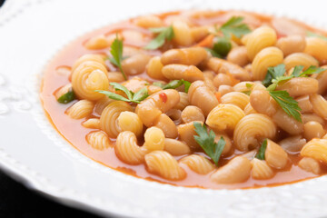 Italian pasta fagioli with kidney beans