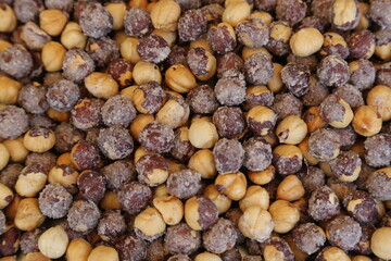shelled salted nuts close up
