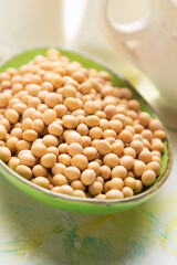 Bowl of dried soy beans