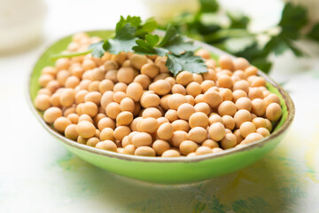 Bowl of dried soy beans
