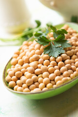 Bowl of dried soy beans