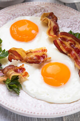Fried eggs and bacon