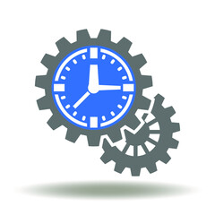Cog Wheel Mechanism Clock Icon Vector. Time Management Control Regulation Process Business Conceptual Logo.
