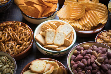 Salty snacks served as party food