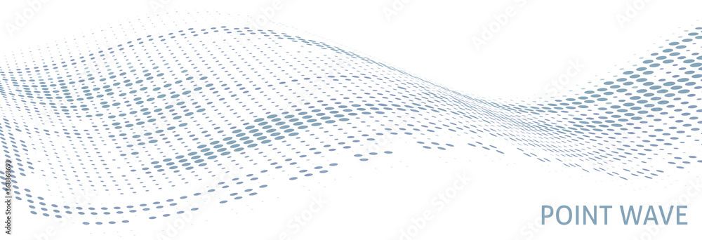 Poster Point wave with halftone effect. Vector graphics
