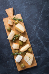 Aged cheese round and slices