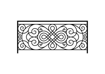 Black forged lattice fence vector image. Iron work concept.
