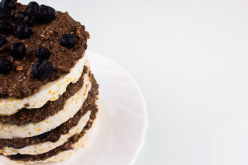 chocolate cake on white plate