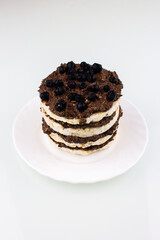 chocolate cake on white plate
