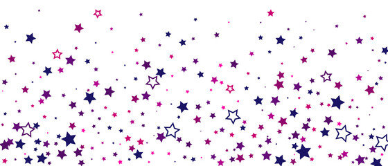 Naklejka premium Shooting stars confetti. Multi-colored stars. Holiday background. Abstract texture on a white background. Design element. Vector illustration, EPS 10.