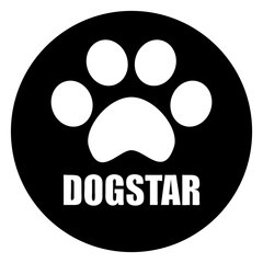 Dogstar black round logo with text space. Pets paw badge. Animal geometric label isolated. Vector banner for zoo business. Simple funny sticker
