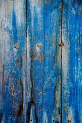blue background of old boards fence