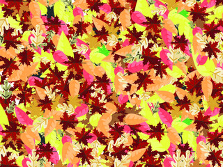  Frame filled with colorful different autumn leaves.