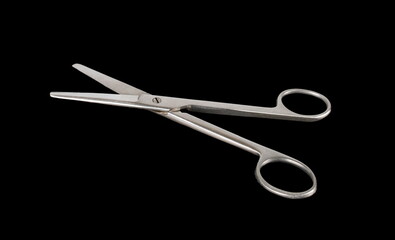 scissors isolated in gray steel black background