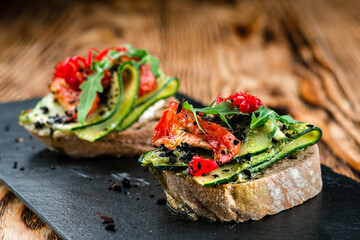 bruschetta with tomato and cucumber