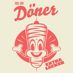 döner logo retro cartoon illustration © shockfactor