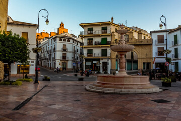 A view across the plaza of Saint Sebastion in Antequera, Spain on a summers evening