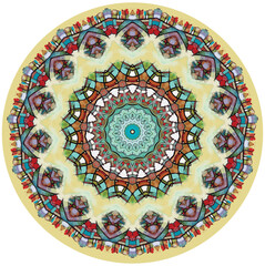 Mandala décoratif couleur à 15 pétales