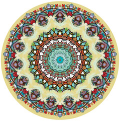 Mandala décoratif couleur à 15 pétales