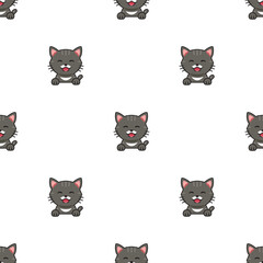 Fototapeta premium Vector cartoon character cat seamless pattern background for design.