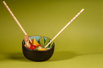 asian food on green background