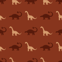 Seamless pattern with dinosaurs silhuettes. Creative vector childish background for fabric, textile