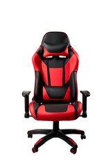 black and red comfortable gaming chair. isolated on a white background. furniture for computer gamers