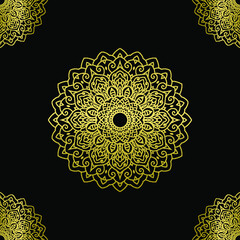 Gold Floral Ornament Mandala Yoga Vector