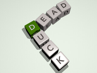 dead duck combined by dice letters and color crossing for the related meanings of the concept. background and illustration - obrazy, fototapety, plakaty