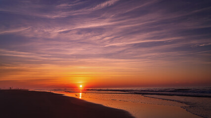 Summer Sunrise on the beach in Wildwood New Jersey - obrazy, fototapety, plakaty