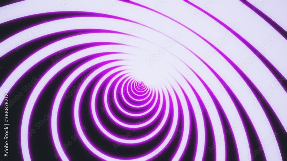 Aufkleber moving in neon circle tunnel consisting of colorful orange lines on black background, 3d rendering 4