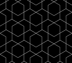 Vector seamless cubic hexagon pattern. Modern stylish thin linear texture.