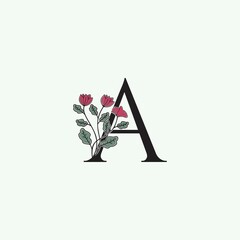 Elegance Nature Flower Initial Letter A logo icon in vector ornate floral leaf clip art template design