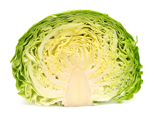 Green cabbage half isolated on white background