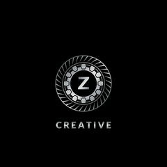 Silver Gear Z Letter Logo for automotive and technology vector template design