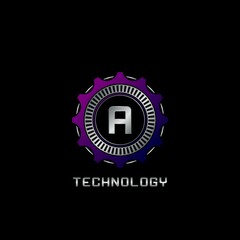 Technology Gear Rail A Letter Logo vector design, the techno logo for industrial, automotive, technology and more brand identity.