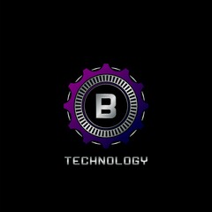 Technology Gear Rail B Letter Logo vector design, the techno logo for industrial, automotive, technology and more brand identity.